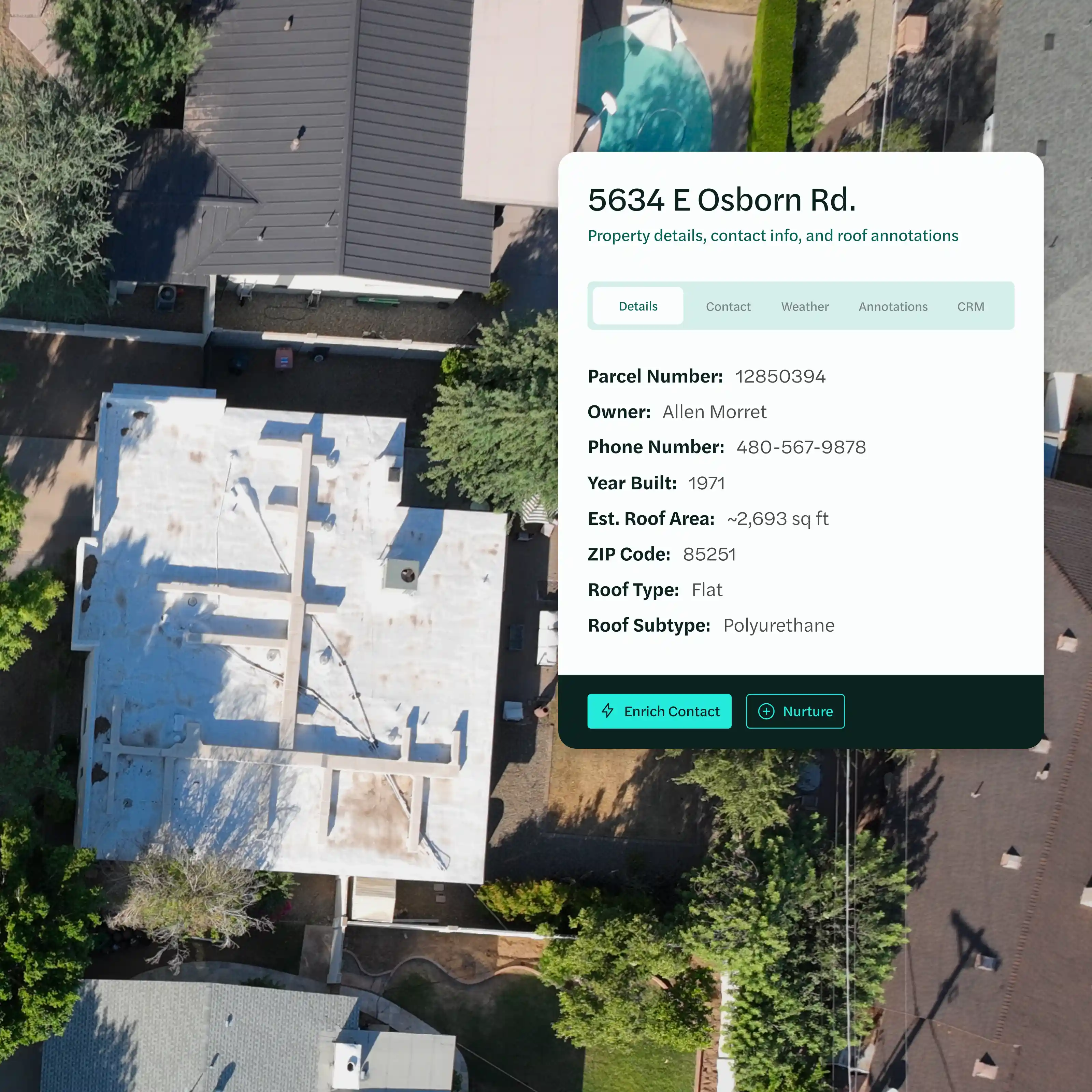 Viaskai property and contact data interface